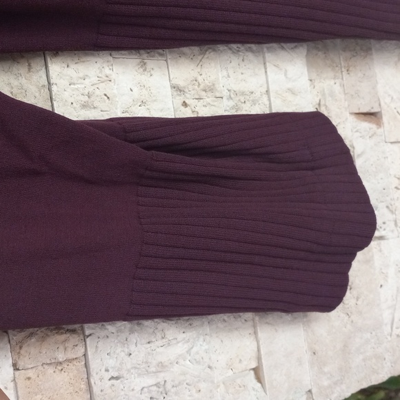 Burgundy Ann Taylor Mixed Gauge Open Front Cardigan Sweater Women's Size M - Picture 5 of 12